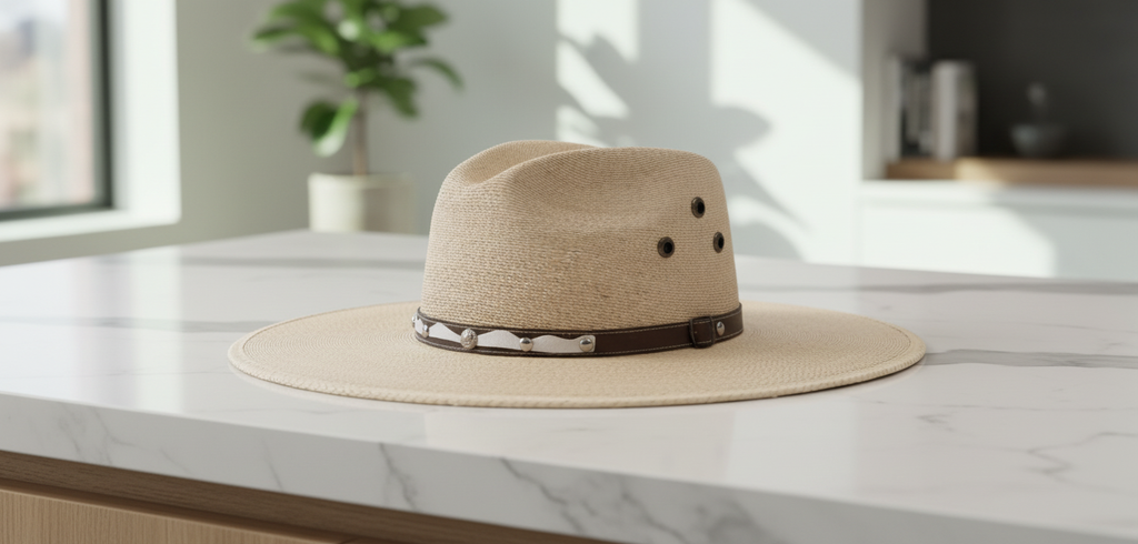 Fine palm straw Americana flat brim