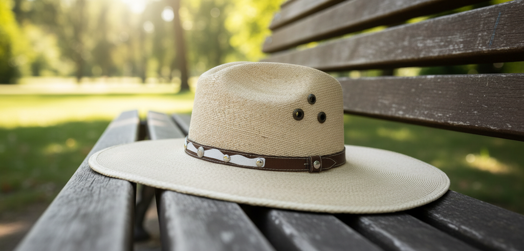Fine palm straw Americana flat brim