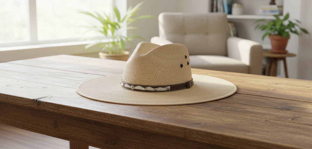 Fine palm straw Americana flat brim