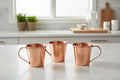 SET of 4 copper cups plain smooth finish