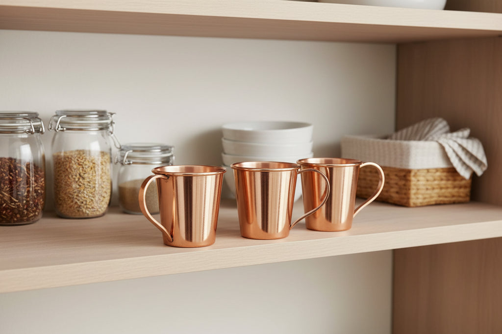 SET of 4 copper cups plain smooth finish