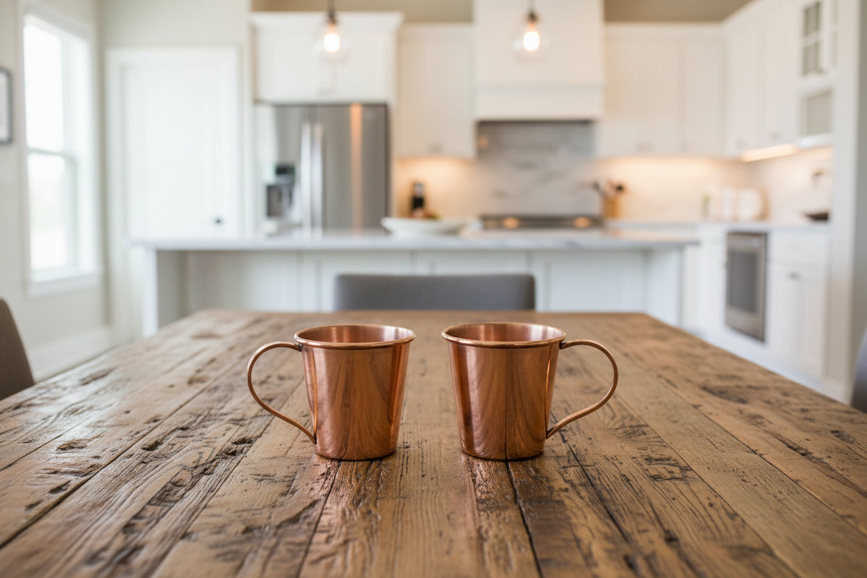 SET of 4 copper cups plain smooth finish