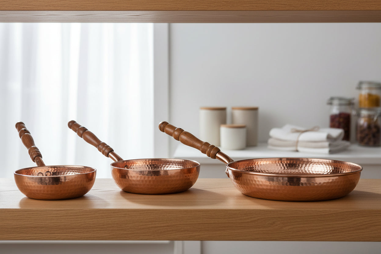 SET of 3 Copper Frying pan