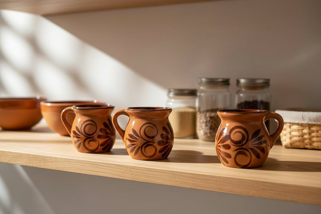 Set of 4 almond clay cups LIGHTER STYLE