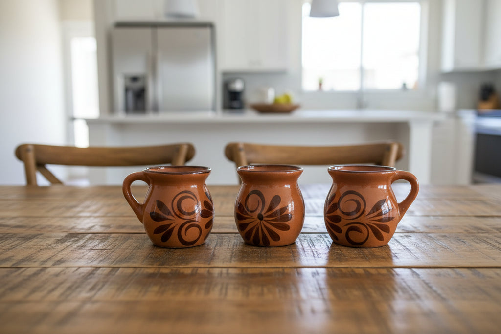 Set of 4 almond clay cups LIGHTER STYLE