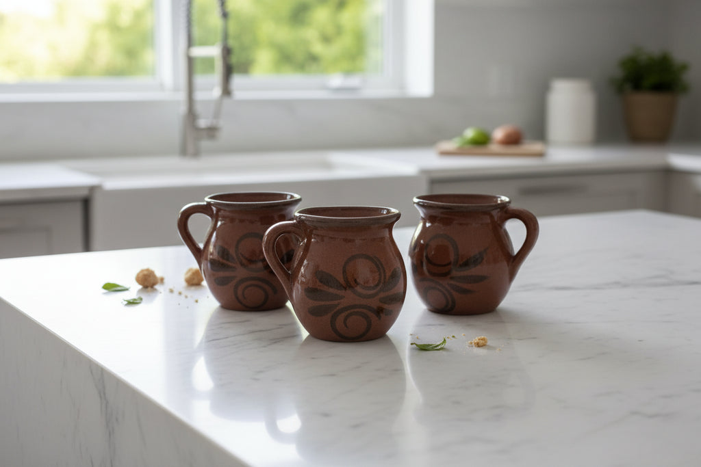 Set of 4 Almondy clay cups DARKER STYLE