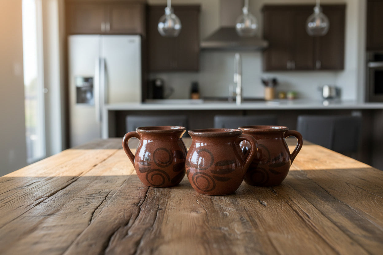 Set of 4 Almondy clay cups DARKER STYLE