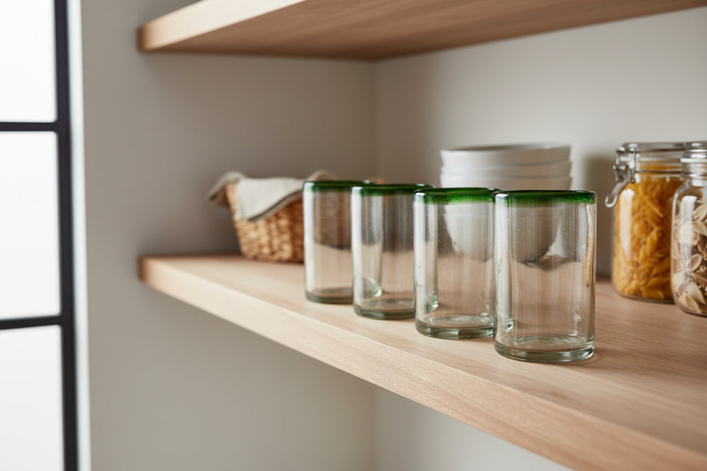SET de 4 vasos de vidrio soplado VERDE