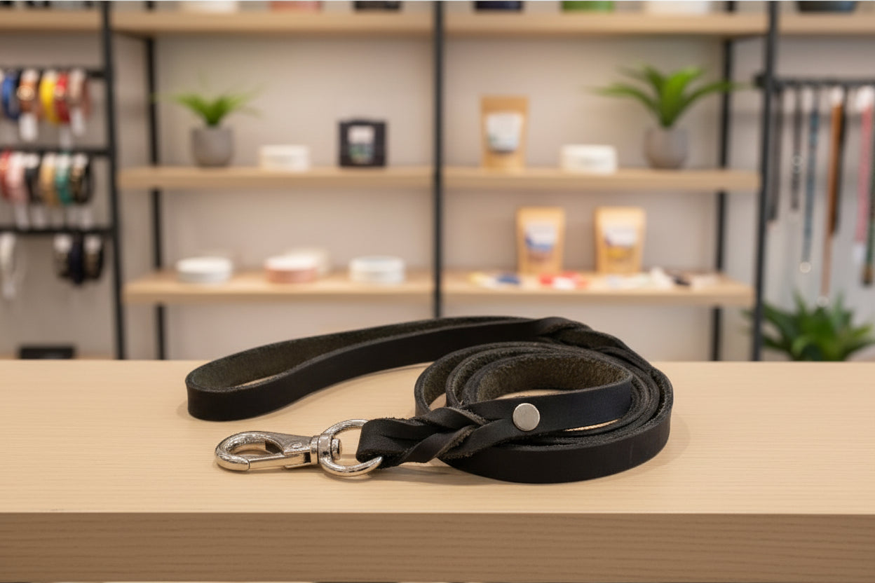 Leather dog leashes