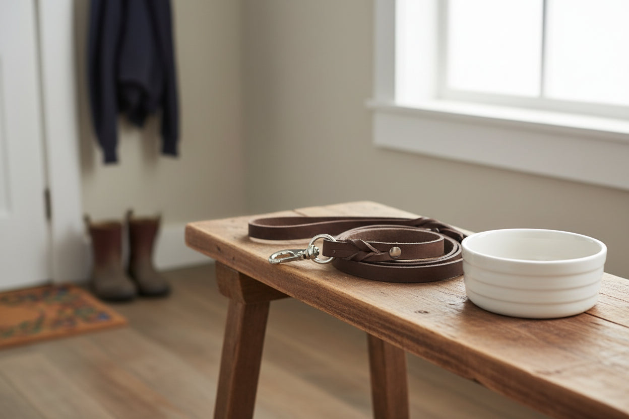 Leather dog leashes