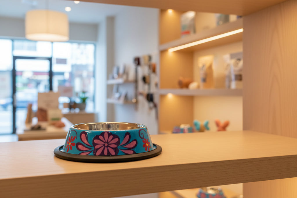 Stainless steel dog dishes hand painted