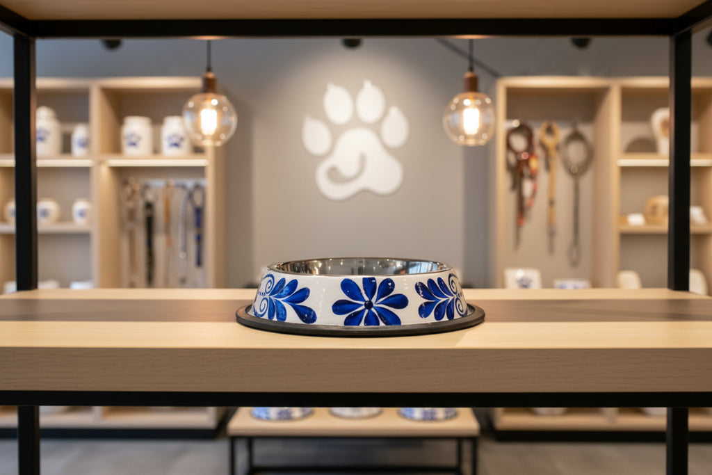 Stainless steel dog dishes hand painted