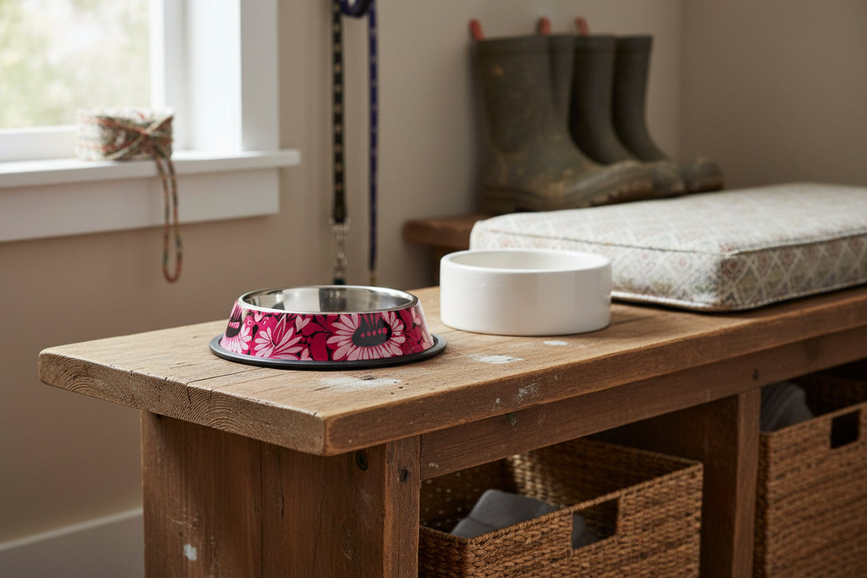 Stainless steel dog dishes hand painted