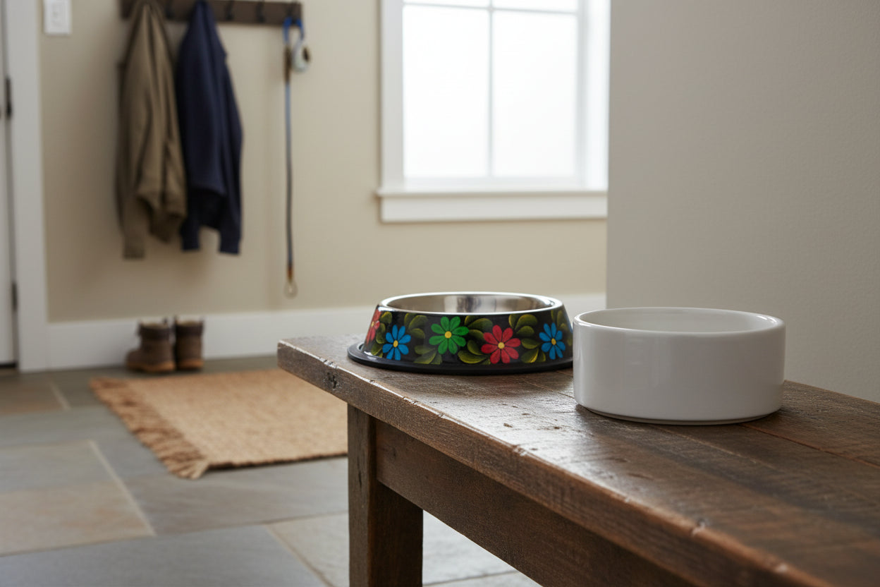 Stainless steel dog dishes hand painted