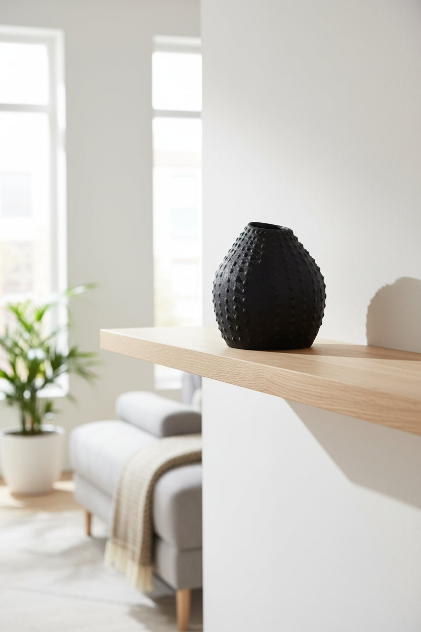 Black clay vase