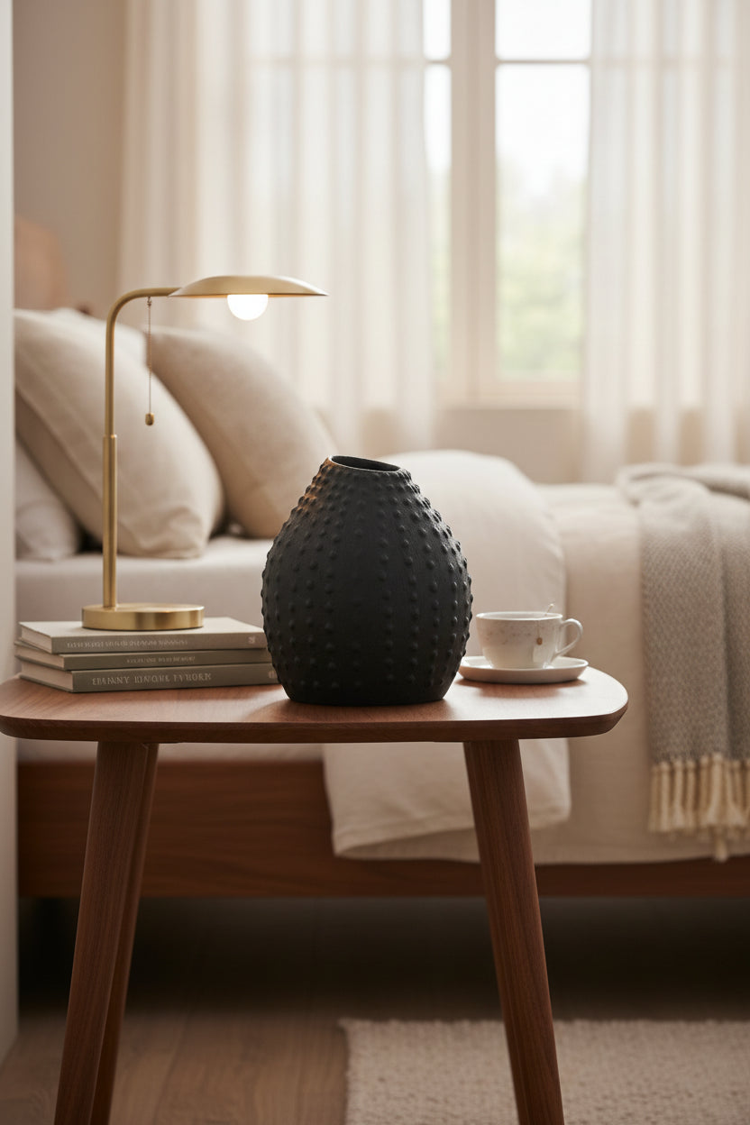Black clay vase