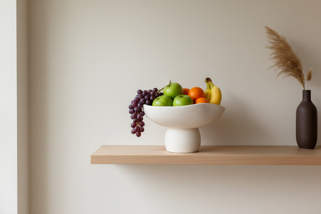 White ceramic fruit center piece