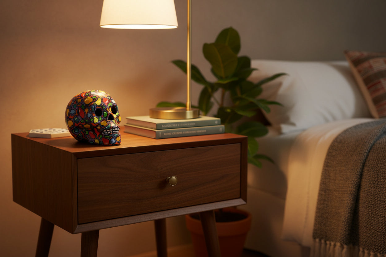 Hand painted clay skull "PURPLE"