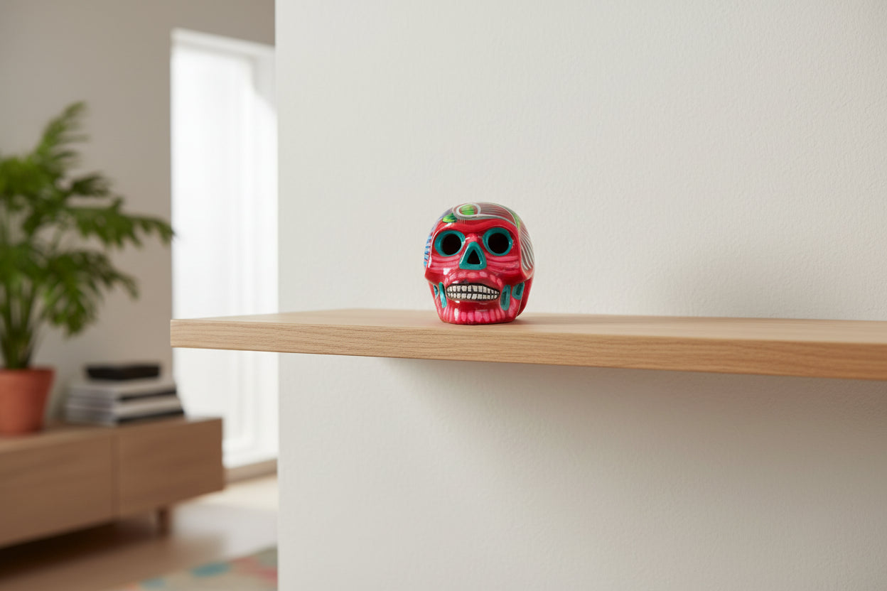 Hand painted clay skull "PURPLE"