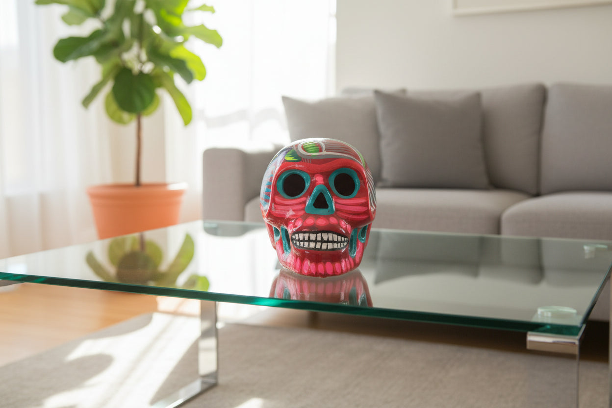 Hand painted clay skull "PURPLE"