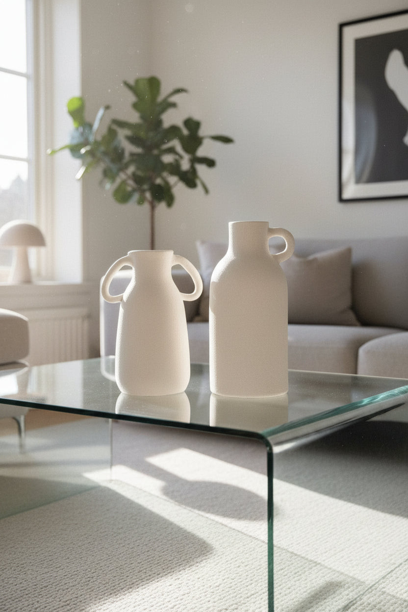 Pair of white clay "Milker style"