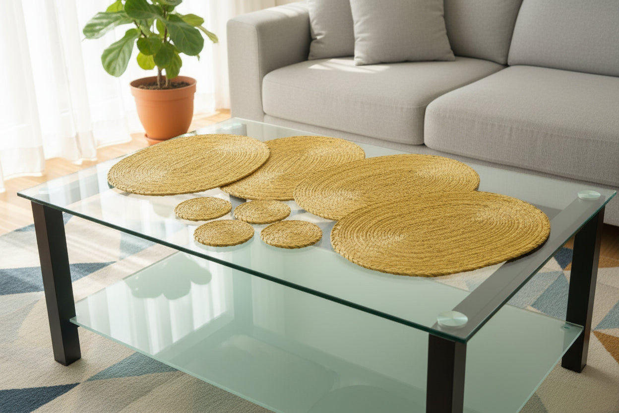 Yellow SET 4 plate places & 4 coasters