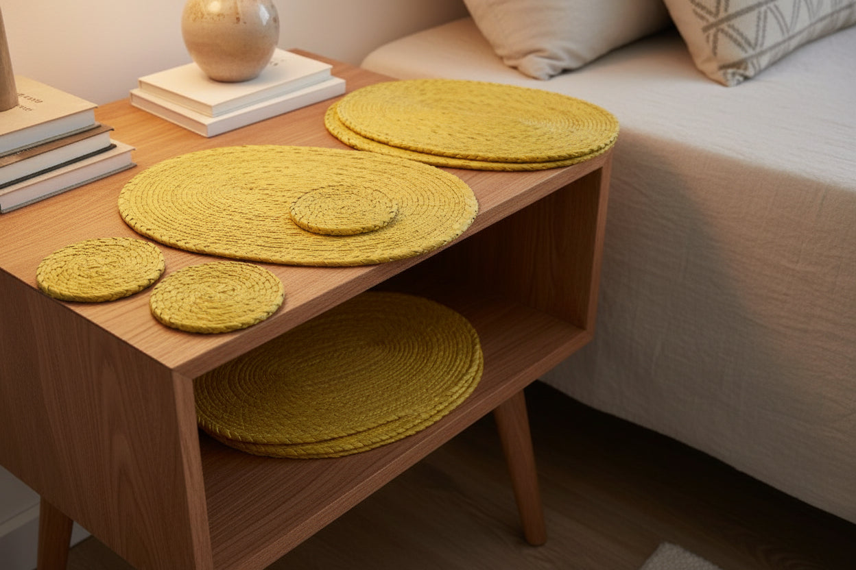 Yellow SET 4 plate places & 4 coasters