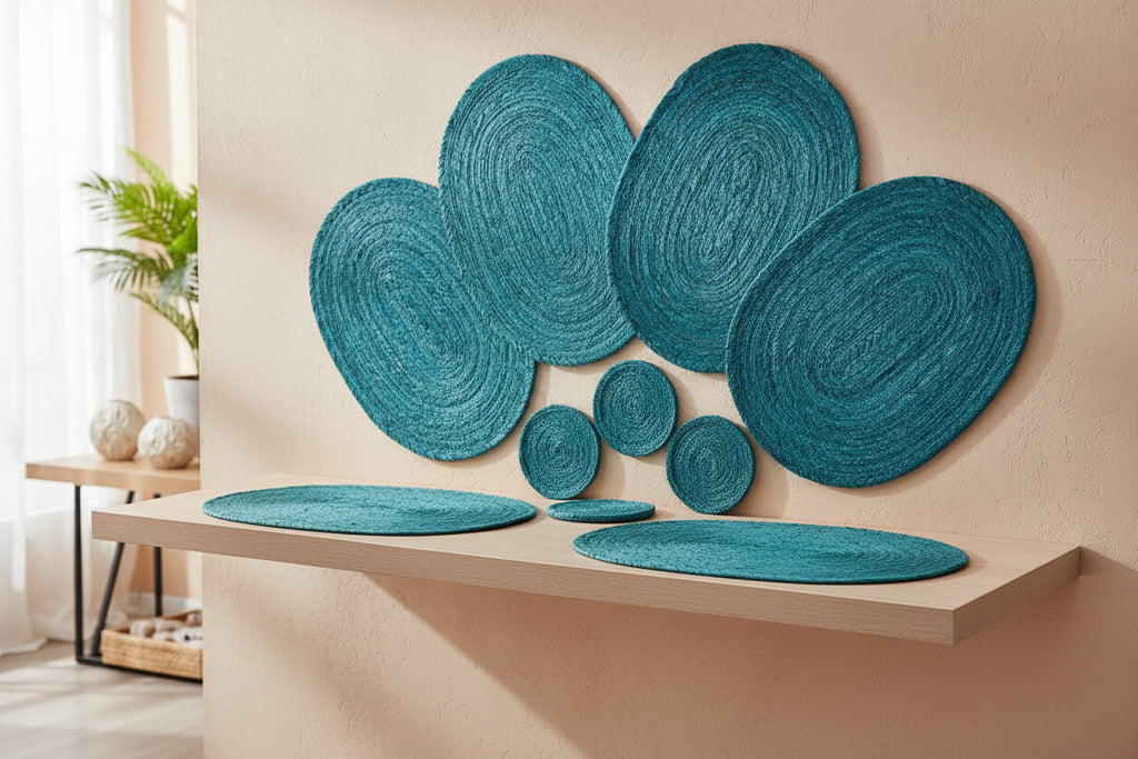 Turquoise SET 4 plate places & 4 coasters