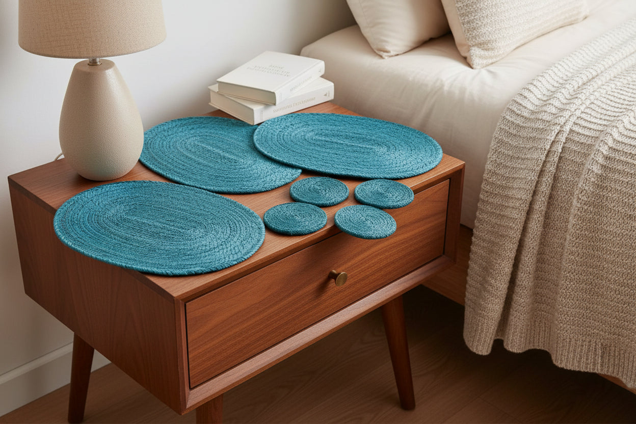Turquoise SET 4 plate places & 4 coasters