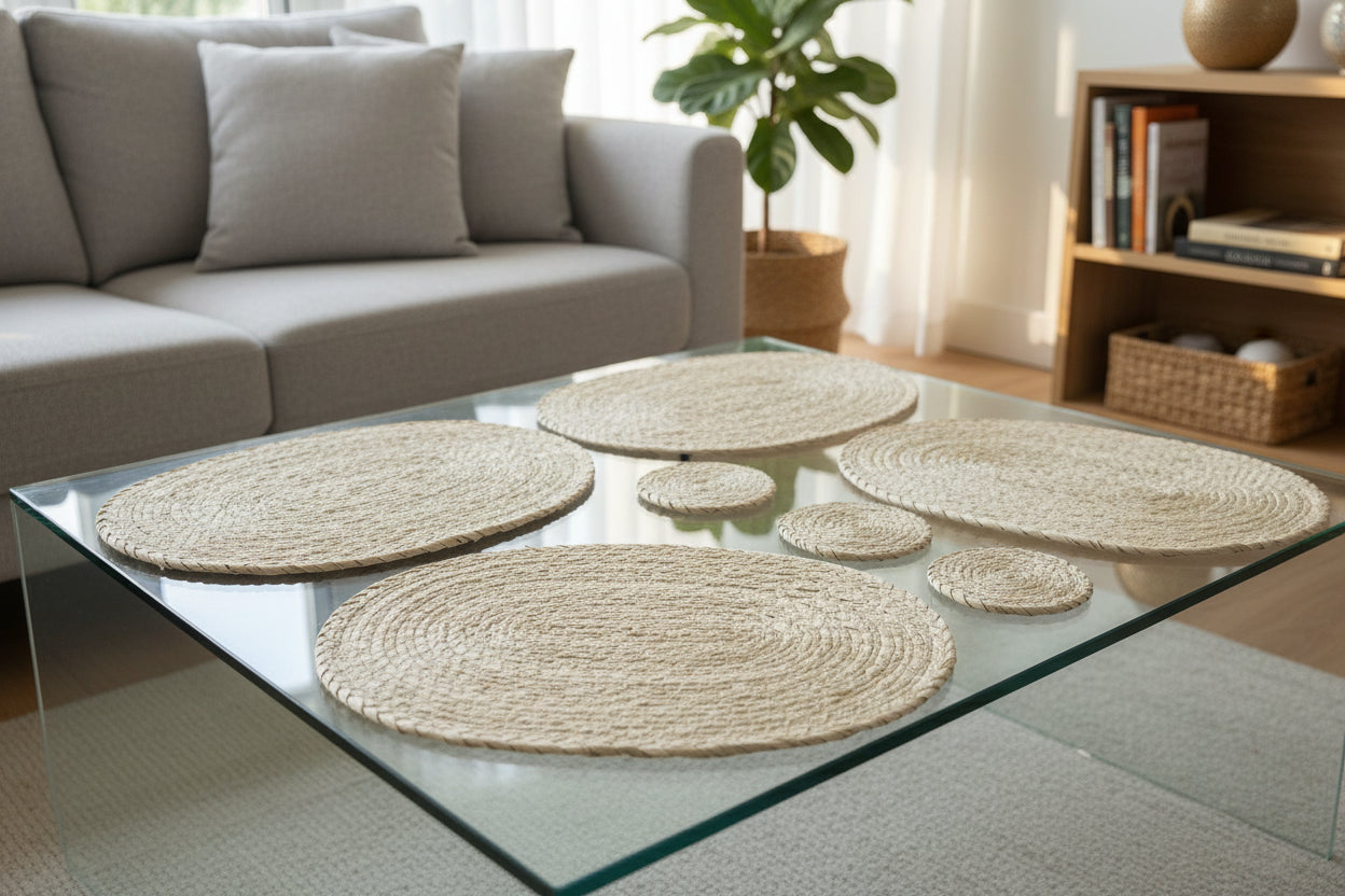 Natrual SET 4 plate places & 4 coasters