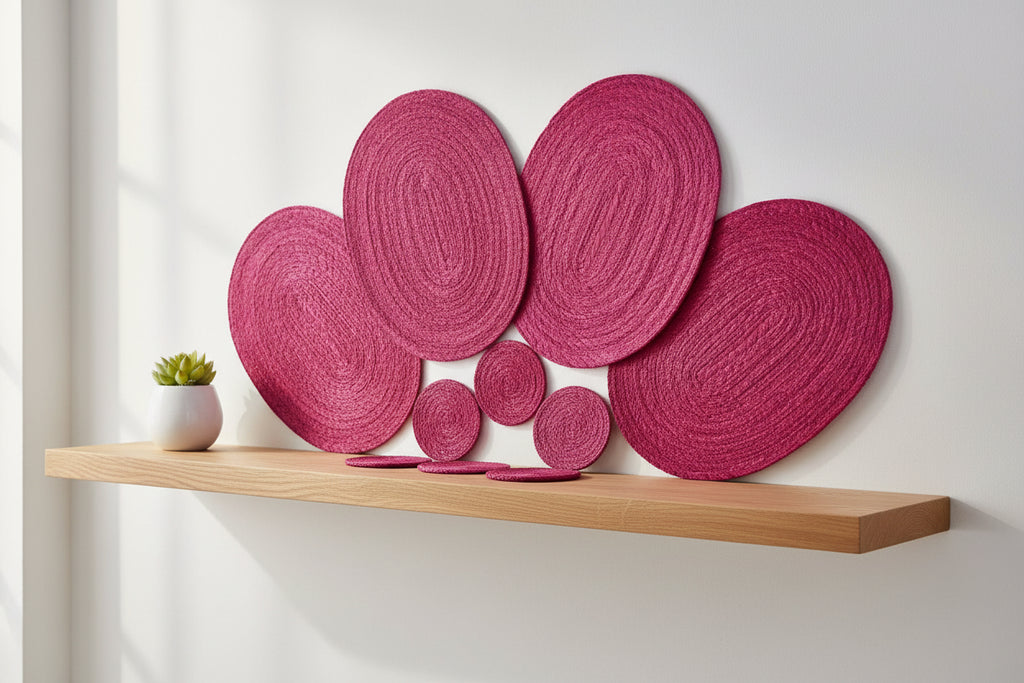 Mexican pink SET 4 plate places & 4 coasters