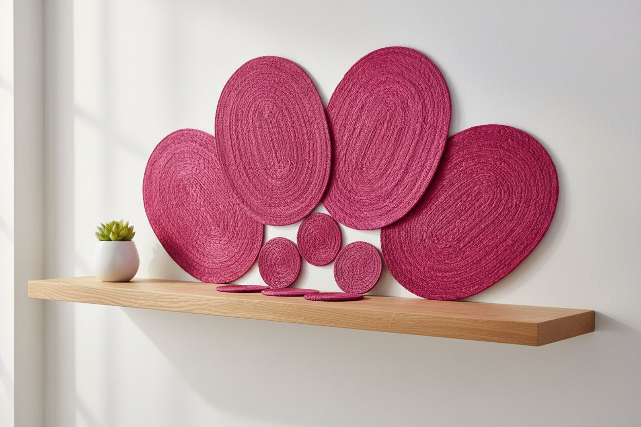 Mexican pink SET 4 plate places & 4 coasters