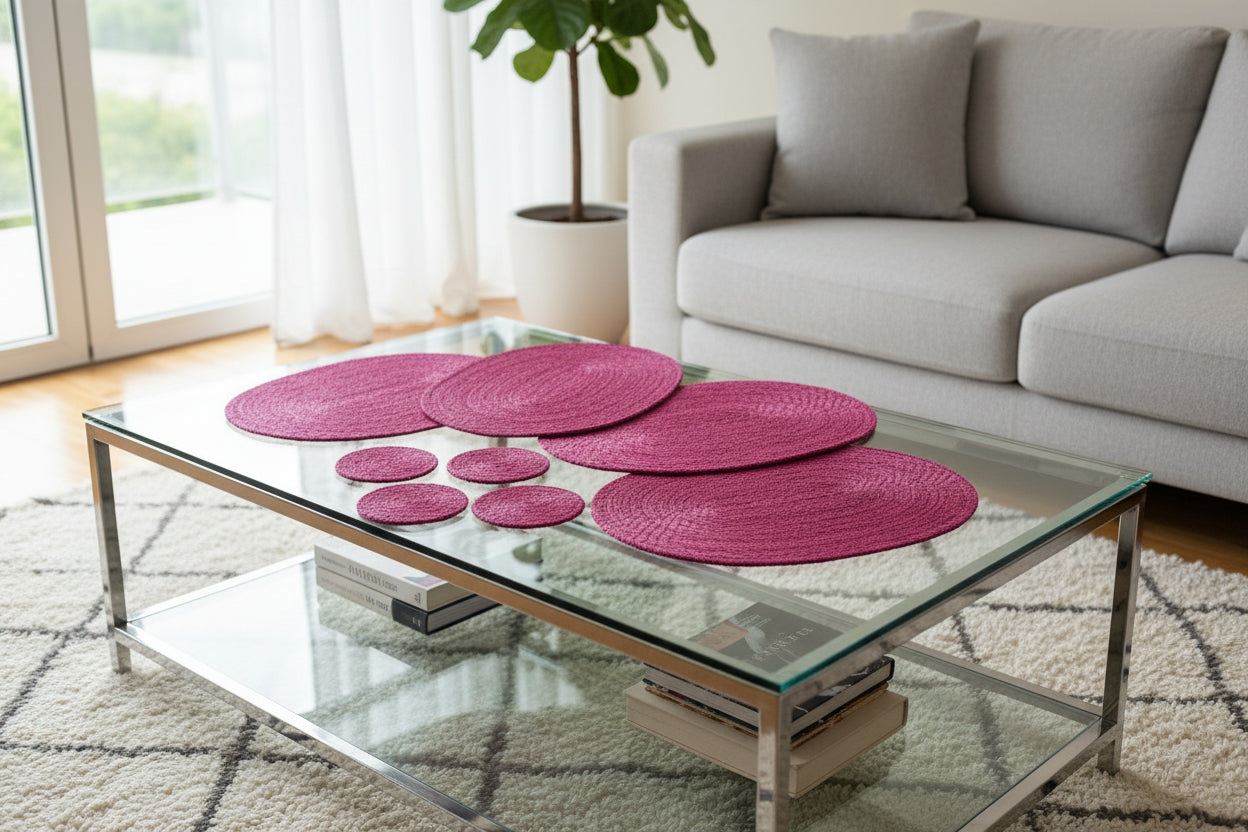Mexican pink SET 4 plate places & 4 coasters