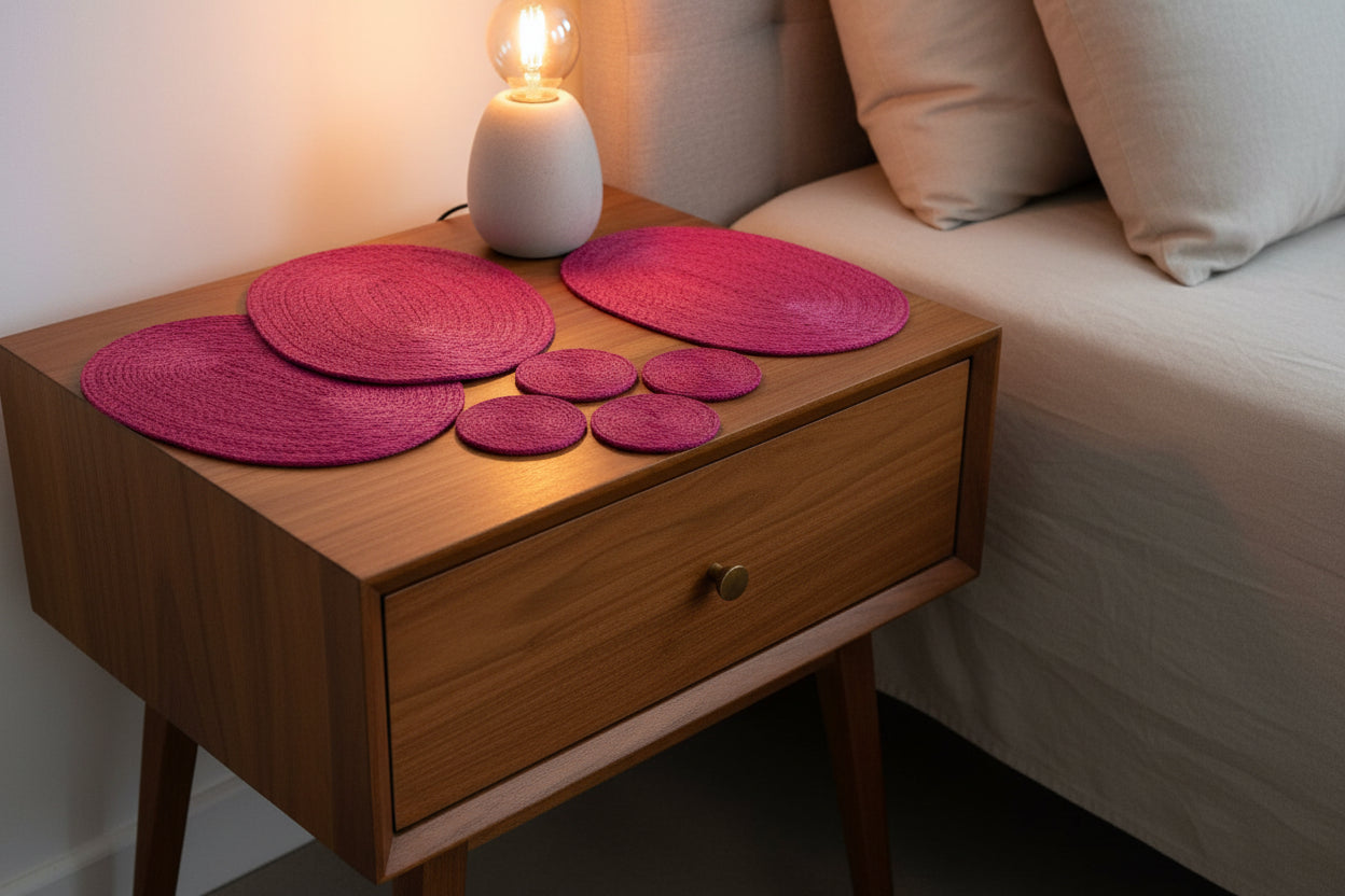 Mexican pink SET 4 plate places & 4 coasters