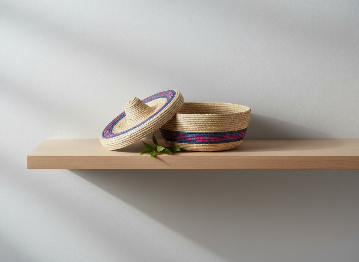 Tortilla warmer picuaro style natrual with blue