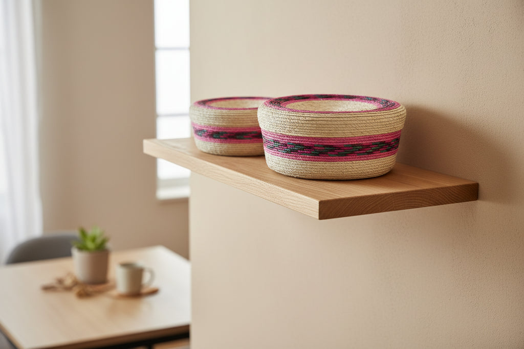 Straw tortilla warmer DUO natrual with rosewood pink