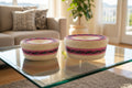 Straw tortilla warmer DUO natrual with rosewood pink