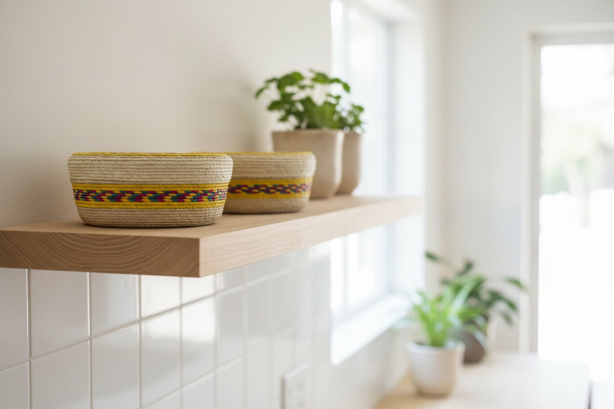 Straw tortilla warmer DUO natural with yellow