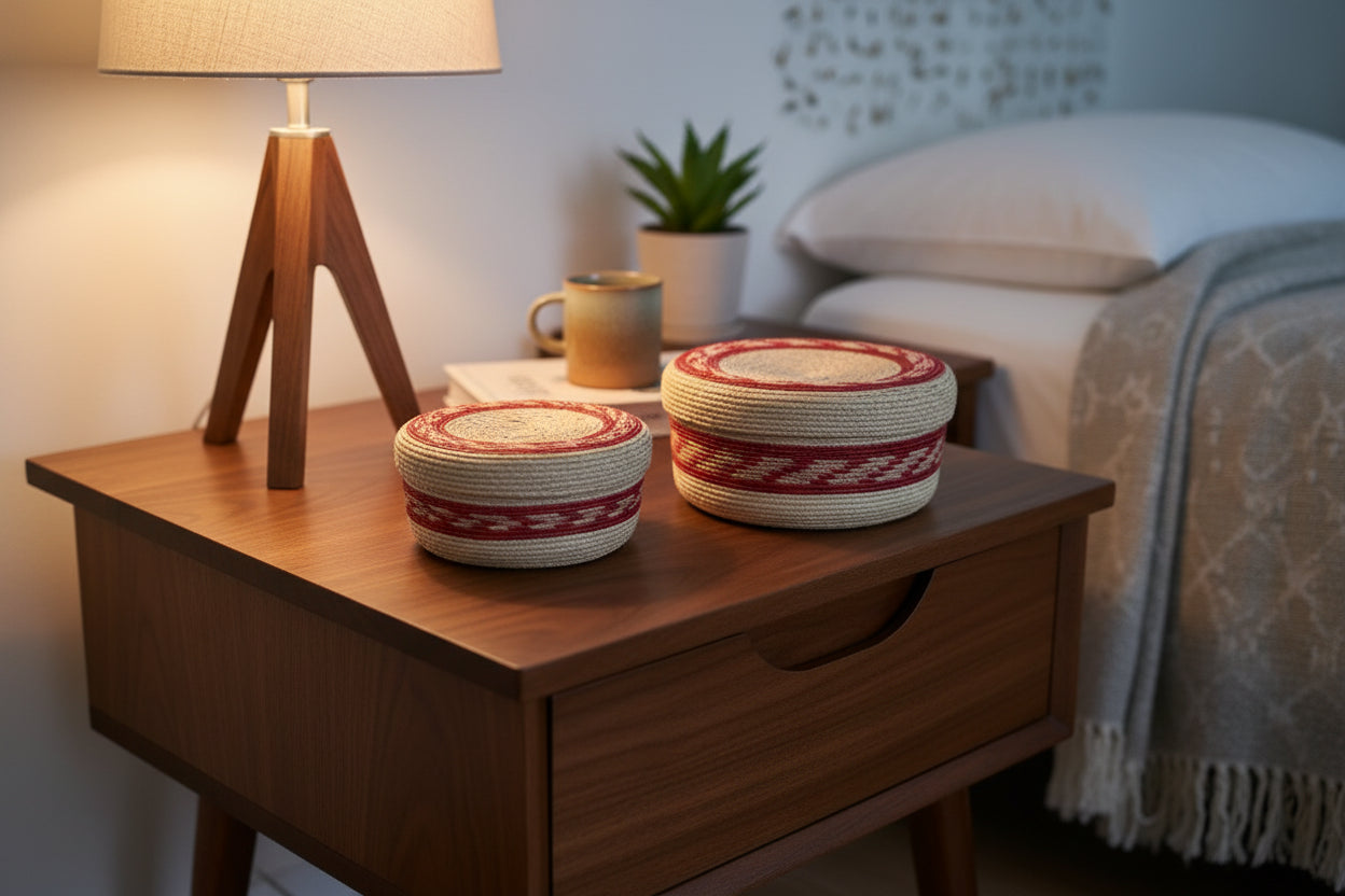 Straw tortilla warmer DUO natrual with red