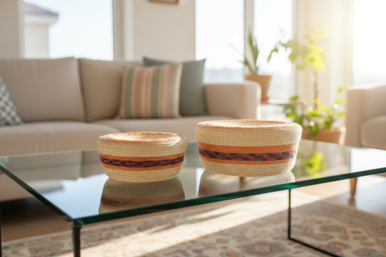 Straw tortilla warmer DUO natural with mango