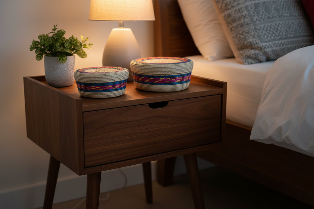 Straw tortilla warmer DUO natural with blue